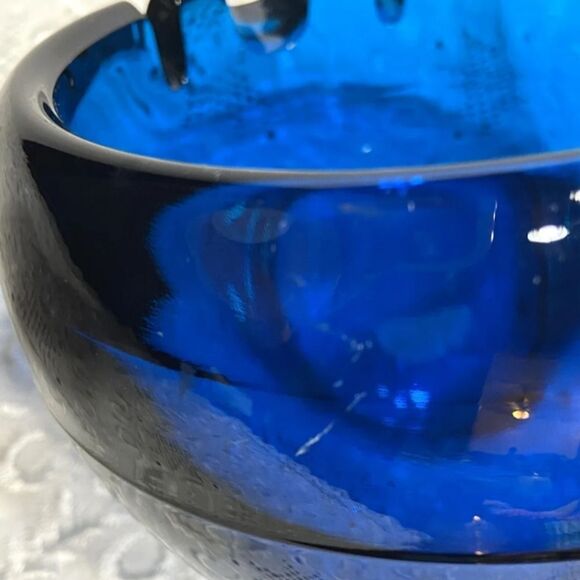 Vintage Cobalt Blue Orb Ashtrsy 6in heavy. Rare 5LB - Picture 6 of 8